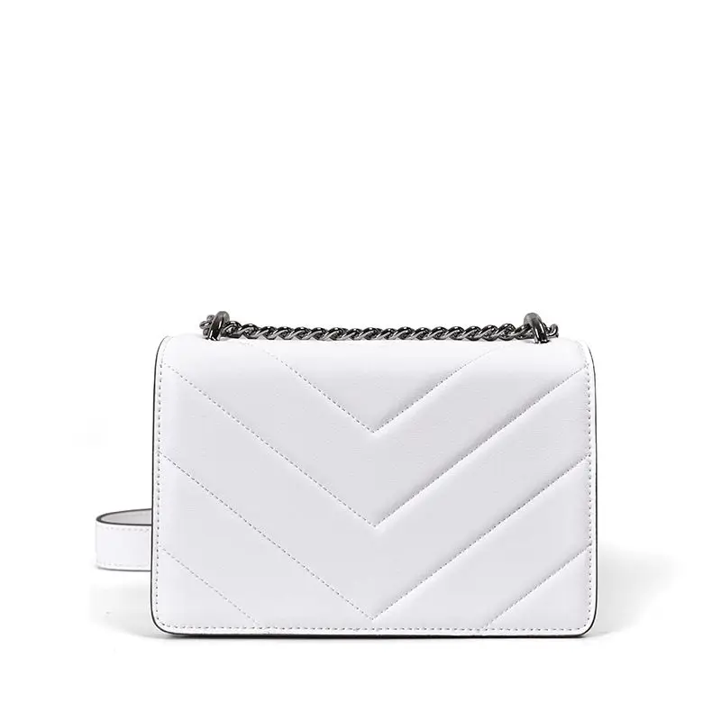 

LOEIL Autumn and winter chain bag female 2018 new leather rhombic line simple small square bag female cowhide