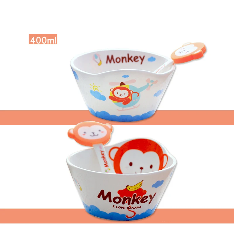 Kid Cartoon Bowl Dishes Cartoon Mouse Lunch Box Kid Baby Children Infant Baby Rice Feeding Bowl Porcelai Snack Ceramic Tableware - Цвет: monkey