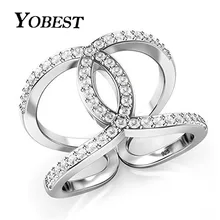 YOBEST Новая бижутерия серебристого цвета полный камень CZ Романтические свадебные кольца для женщин