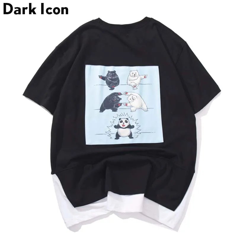 

Dark Icon Lovely Bear Printed Men's T-shirt Short Sleeve Summer Color Block Street Tshirts Men Tee Shirts Male Tops