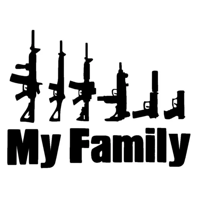 

MY FAMILY Words Gun Car Sticker Reflective Window Sticker Vinyl Decals
