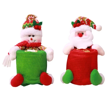 

Christmas Decoration Hotel Cylinder Paper Towel Set Dust Cover Santa Claus Snowman For Xmas Home Decor 30%off