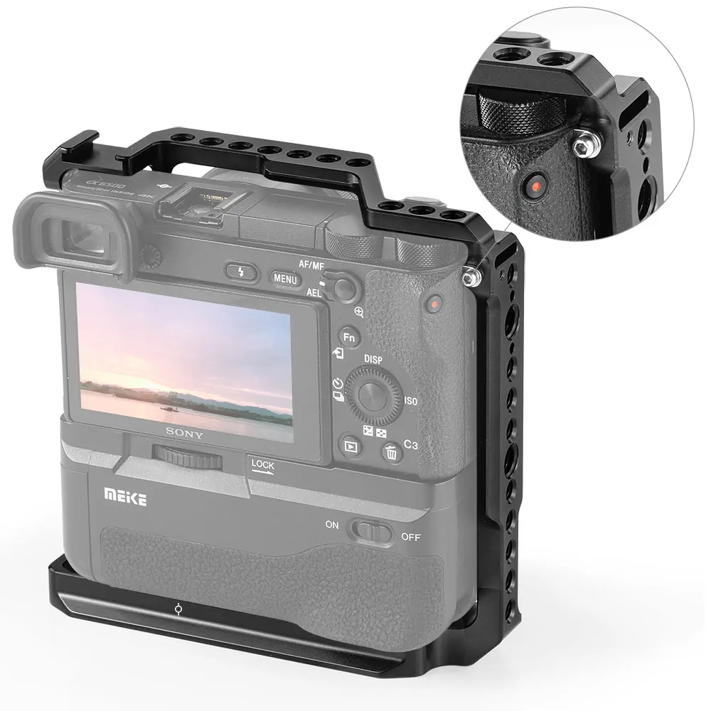Клетка для DSLR камеры SmallRig Sony A6000/A6300/A6500 с камерой Meike 2268/A6500 батарейным зажимом
