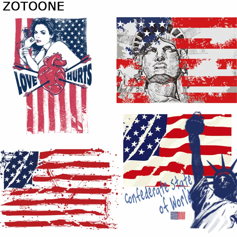 

ZOTOONE Patches USA American Flag Patch for Clothing Ron on A-level Patches Heat Transfer for DIY T-Shirt Decoration Printing E