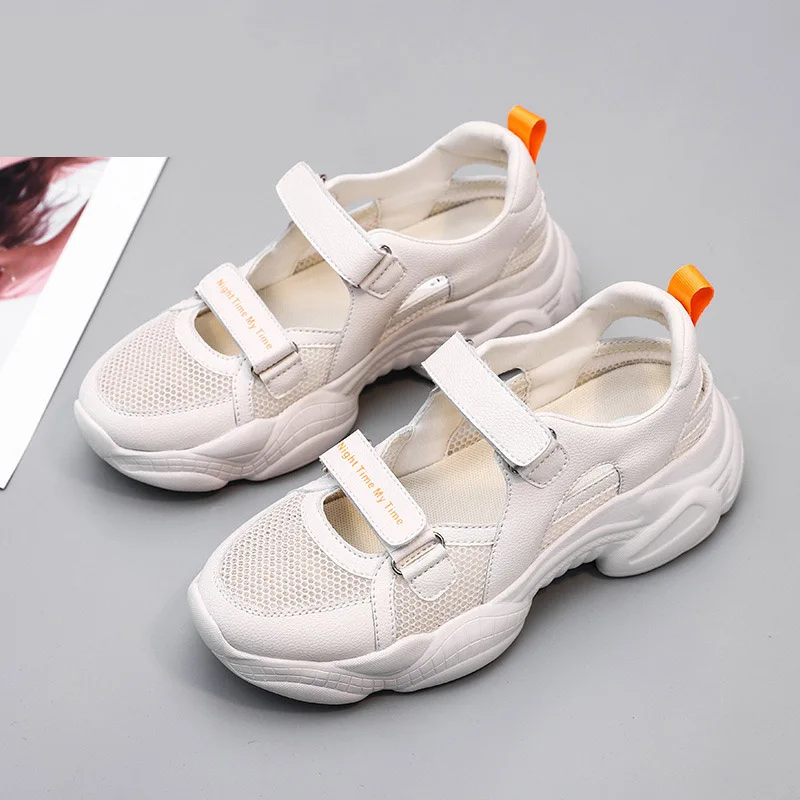 Повседневная Белая обувь; женские кроссовки на массивной платформе; chaussures femme; Модная брендовая женская обувь на массивной платформе; дышащая Бежевая обувь - Цвет: Бежевый