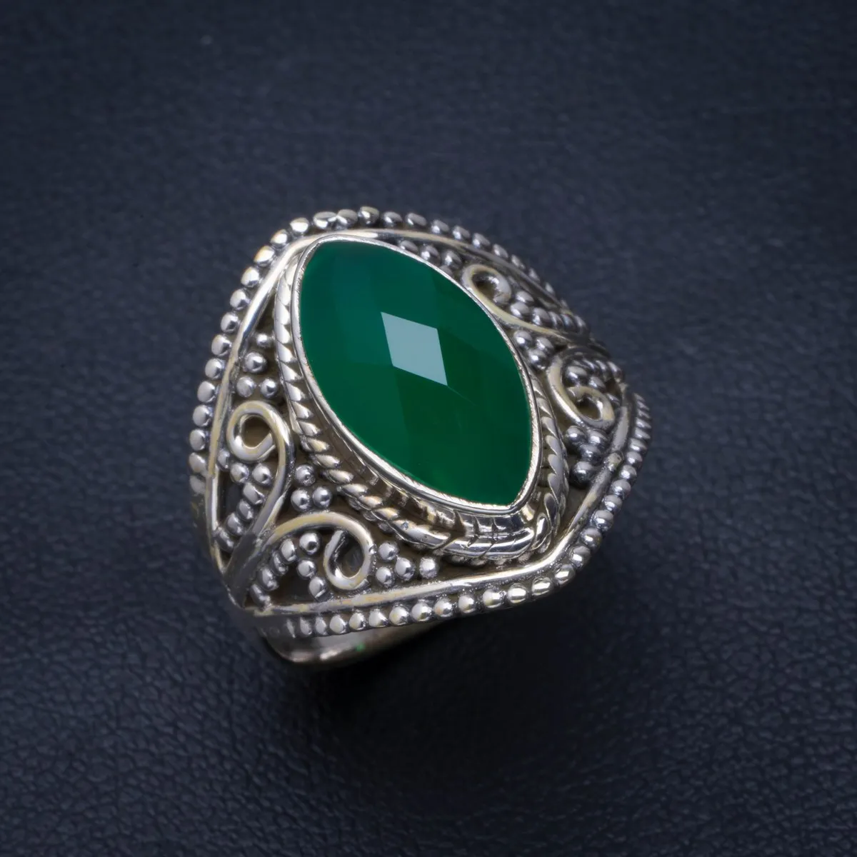 

Natural Chrysoprase Handmade Unique 925 Sterling Silver Ring 7 B1449