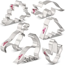 KENIAO динозавр печенья резак набор для детей-6 шт-Т-Рекс, бронтозавр, Трицератопс, стегозавр, вулкан-нержавеющая сталь