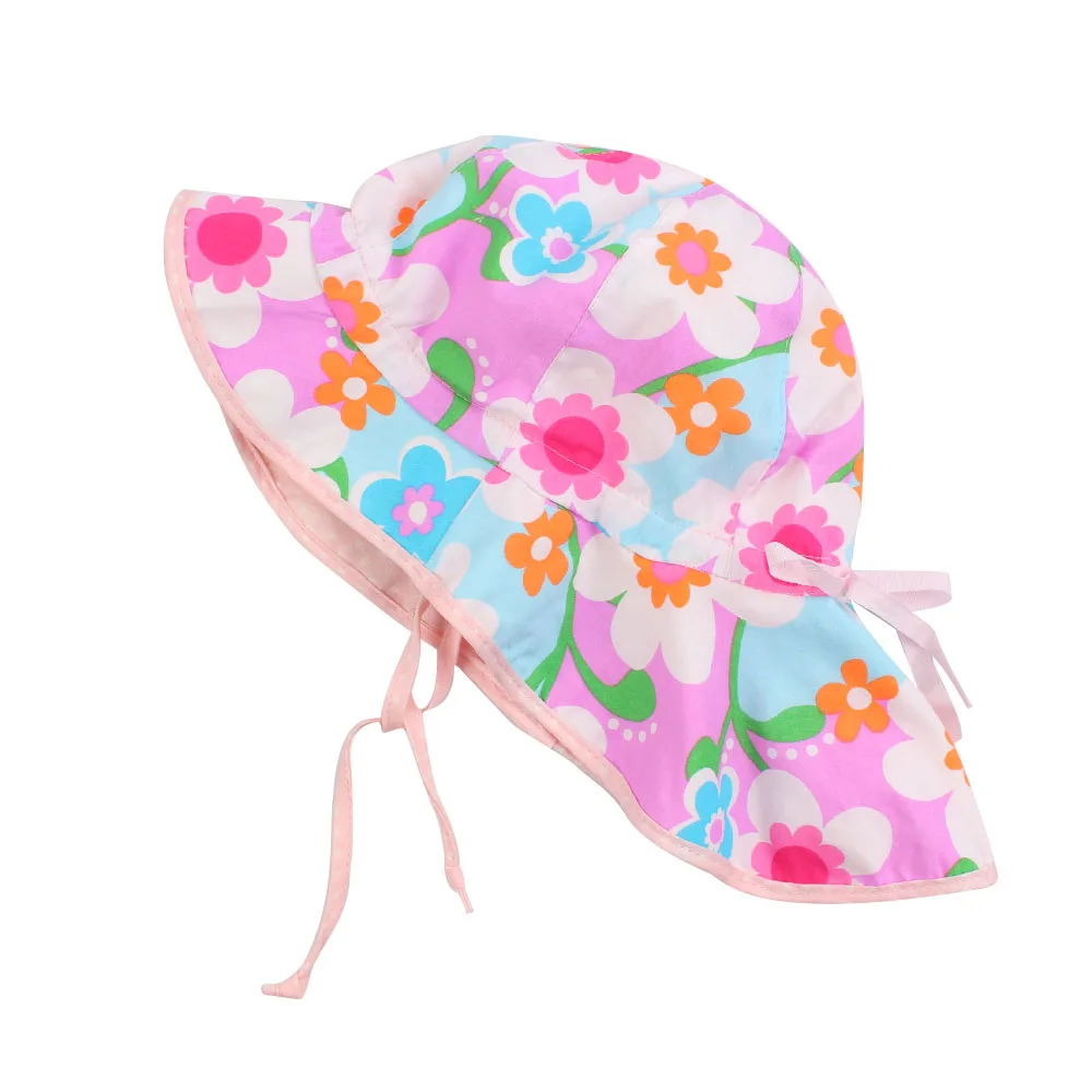 Floral Print Baby Sun Hat Infant Toddler Girls Summer UV Protection Cap withWide Brim and Neck Guard Ultra-Thin Breathable Cool (9)