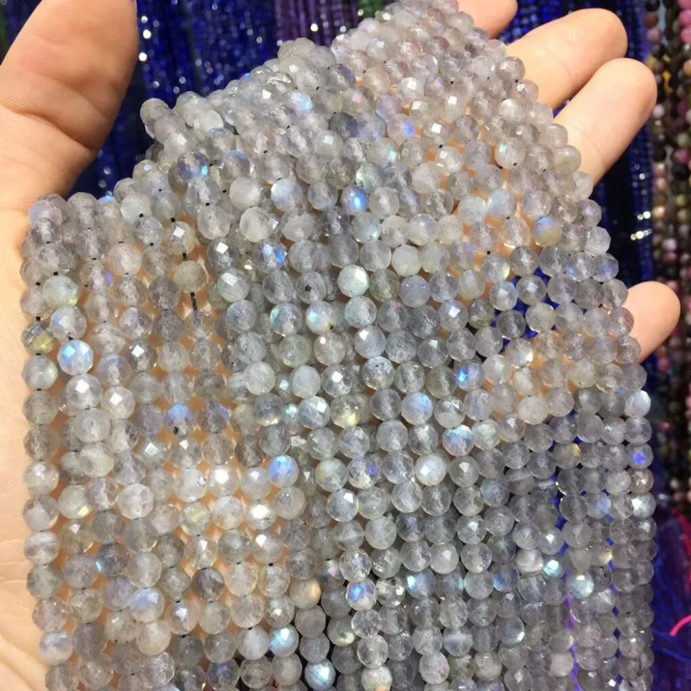 

Small Beads Natural Stone Beads Labradorite 2mm 3mm 4mm Section Loose Beads for Jewelry Making Necklace DIY Bracelet
