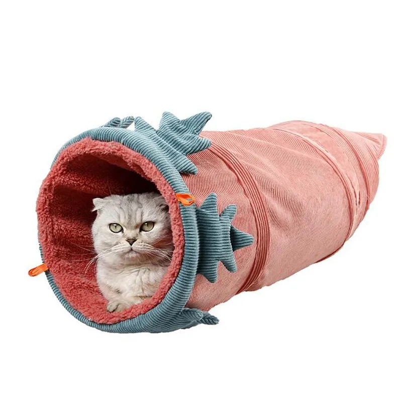 

Cat Play toy Tunnel Funny Pet Tunnel Corduroy Foldable Bulk Small Pet Toys Cute Pet Tunnel Cat Beds House and Sleep with Ball