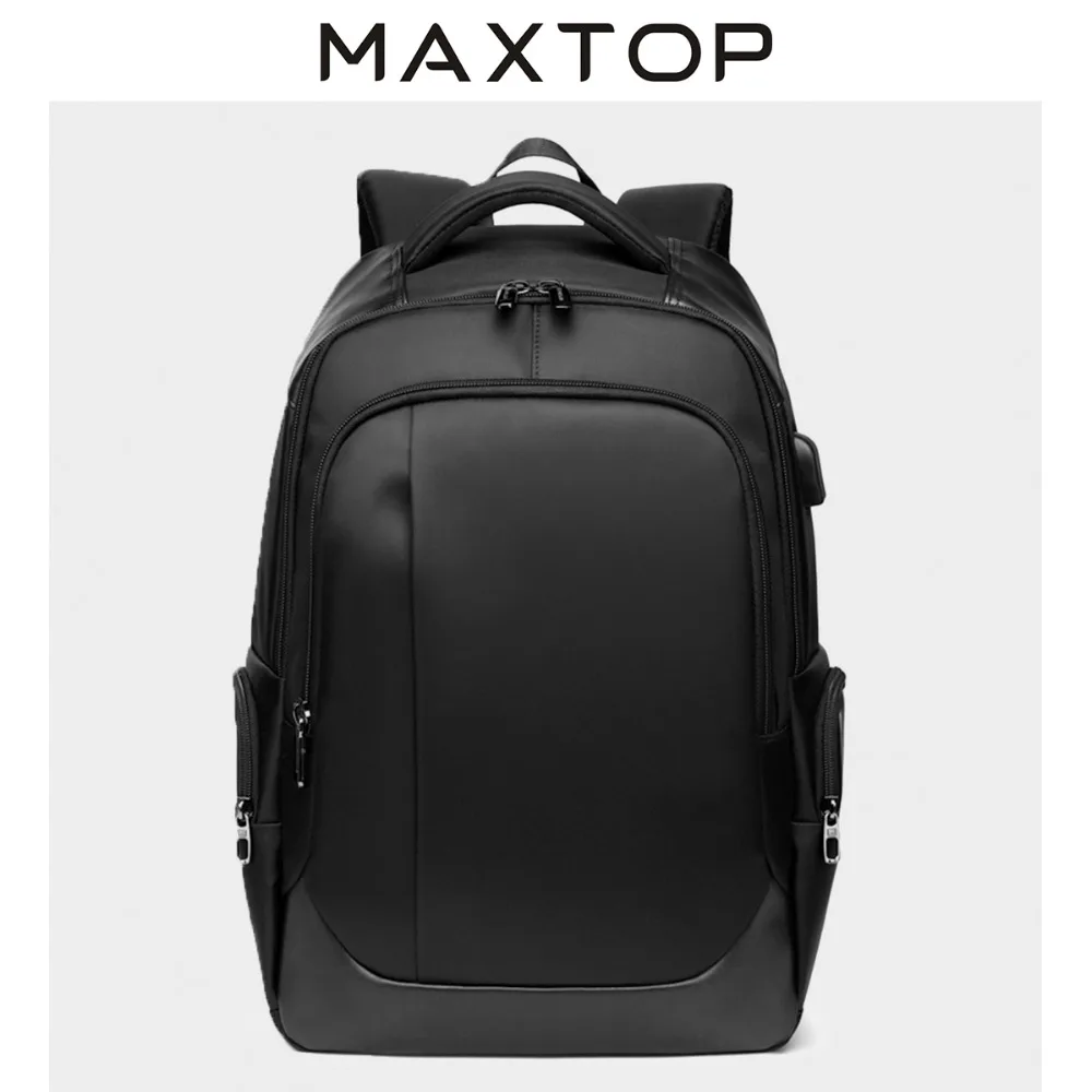 

Maxtop USB charging port business laptop backpack school men bookbag black succeed soft belt