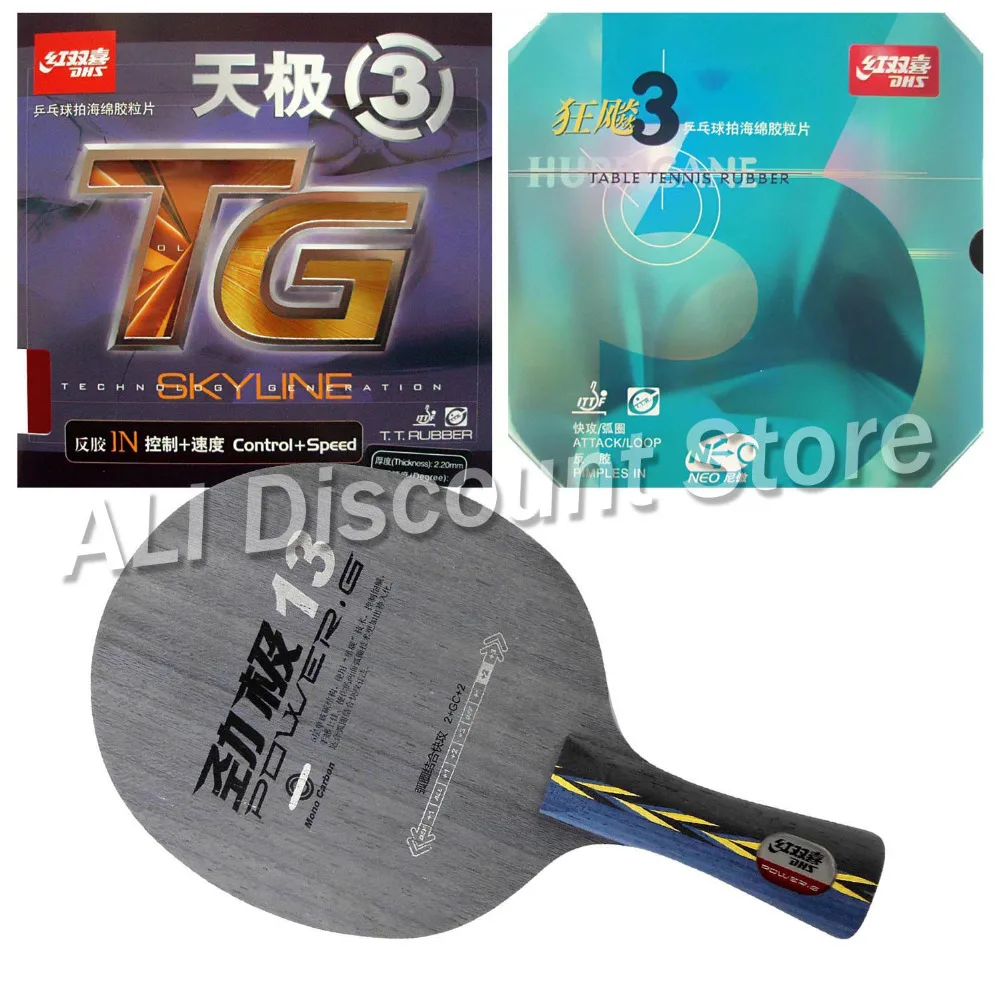 

DHS POWER.G13 PG.13 PG13 Blade with NEO Hurricane 3 and Skyline TG 3 Rubbers for a Table Tennis Combo Racket FL