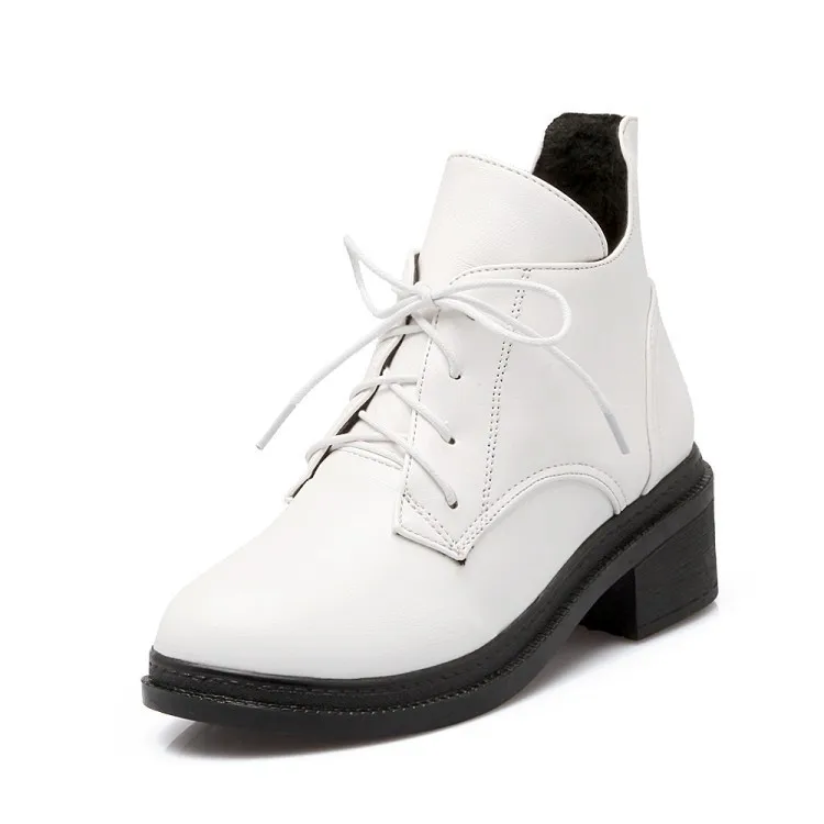 Новая обувь; женские зимние ботинки; Женские однотонные ботильоны martin на толстом каблуке; модные ботинки; цвет белый, черный, красный, желтый; Botas Mujer; WSH2148