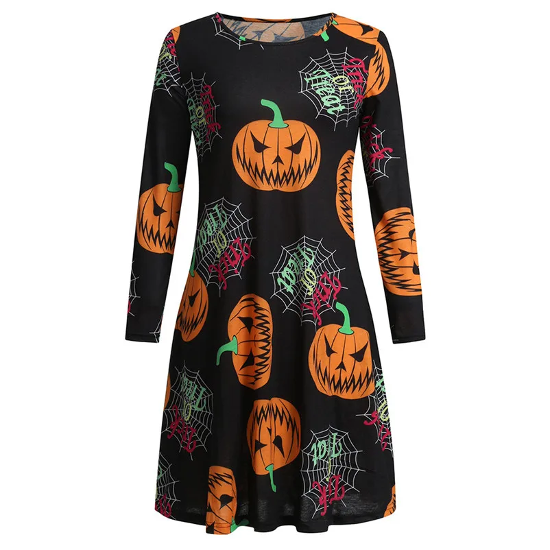 2018 New Women Long Sleeve Pumpkins Halloween Evening Prom Costume