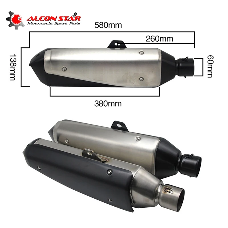 

Alconstar- 580mm Length Motorcycle Exhaust Pipe Escape Moto For BMW G310 GS G310R R1200 GS for Honda NC750X CBF1000 CRF1000L
