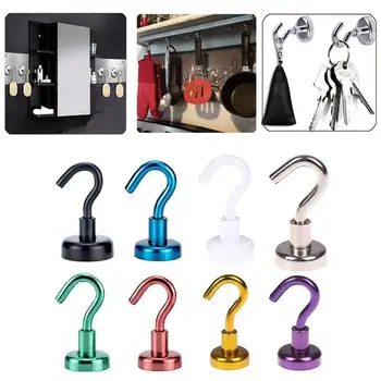 

2PCS New Household Magnetic Hooks Magnet Holder Strongest Rare Earth Neodymium Magnetic Hanging Hook Holder