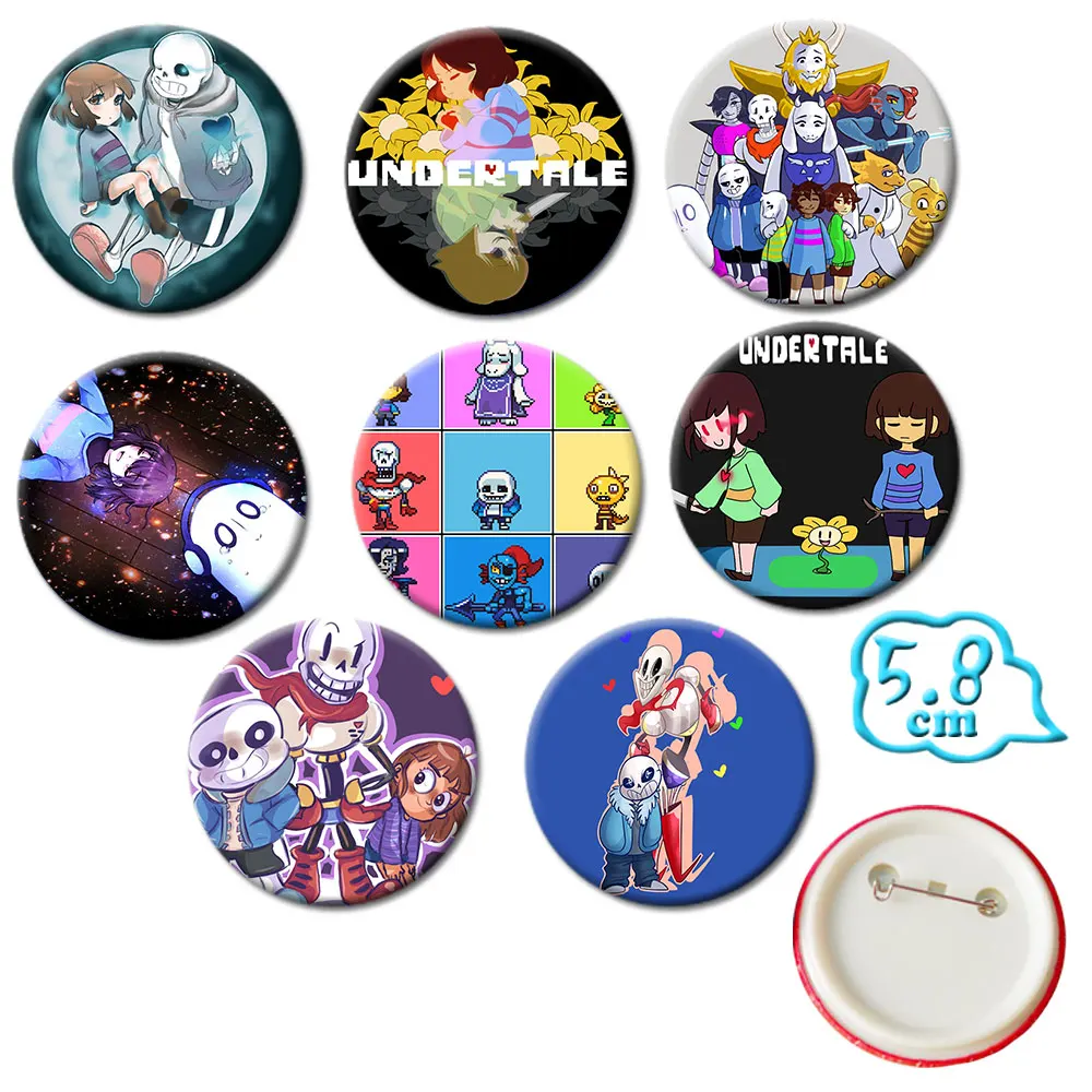 

Giancomics 8pcs 5.8cm Hot Game Undertale Pins Set Button Cute Anime Sans Papyrus Figure Badges Brooch Chestpin Cosplay Ornament