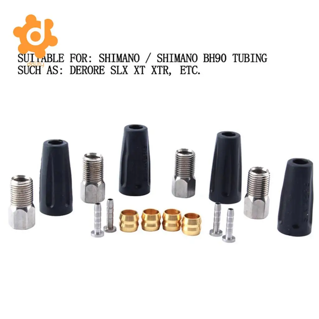 16Pcs MTB Road Bike BH90 Hydraulic Disc Brake Hose Oil Tube Fittings Olive/Bushing Connector Inserts/Needles Screws Caps/Sleeves