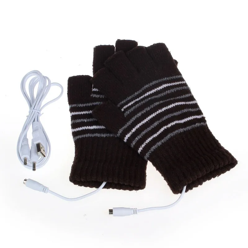 5V USB Powered Heating Gloves Winter Unisex Women Fashion Striped Glove Mitts Men Hand Warmer Heated Gloves Women's Mittens