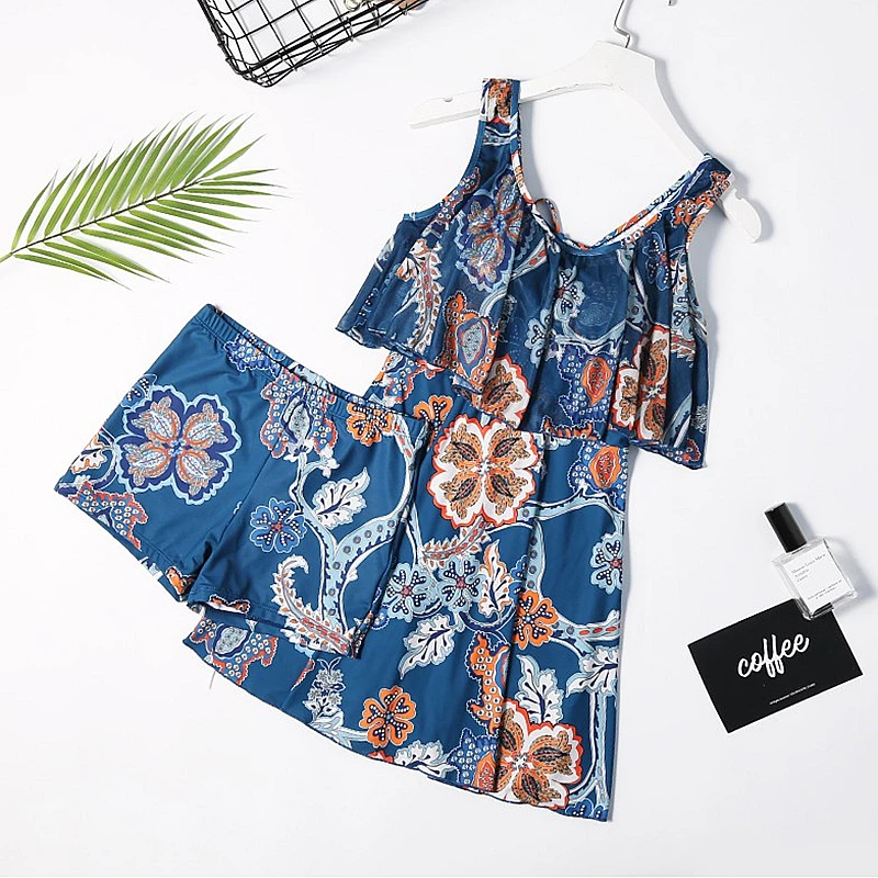 

Women's swimsuits tankini XXXL girls 2019 Print Tankini Set Swim Plus Size Swimwear Vintage Beach Wear Bathing Suits Female Mono