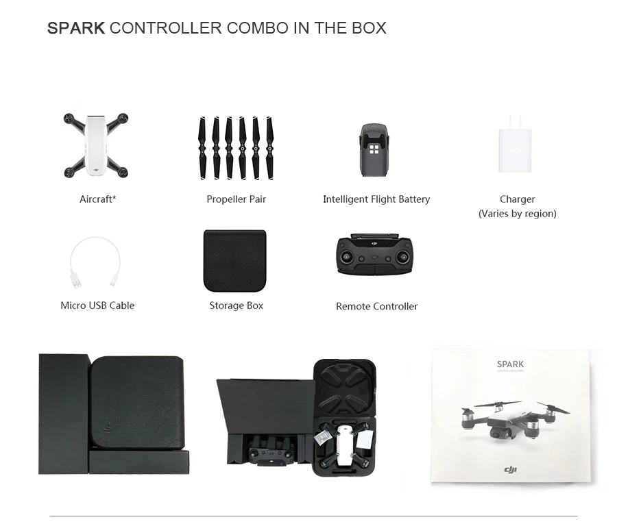 DJI Spark Mini Drone &Spark Controller Combo &Fly More Combo,With 1080P HD video recording 12MP Camera 16mins Flight time drones2