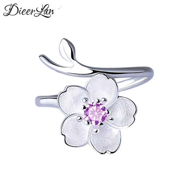 New Arrivals 925 Sterling Silver Cherry Blossoms Flower Rings for Women Adjustab New Arrivals 925 Sterling Silver Cherry Blossoms Flower Rings for Women Adjustab
