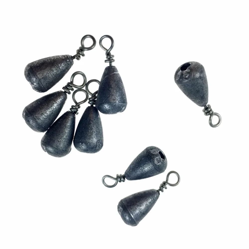 10Pcs/Lot 5g Bass Fishing Weights Sinkers With Swivel Water Droplets