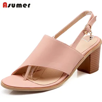 

Asumer PU soft leather buckle women shoes sandals fashion elegant summer shoes party open-toed buckle big size shoes 34-43