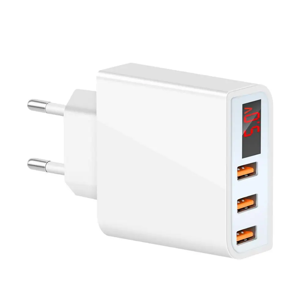 

LED Digital 3 Ports USB Charger Universal EU Plug Wall Mobile Phone Charger For iPhone X 8 7 For Samsung S8 S9 Adapter