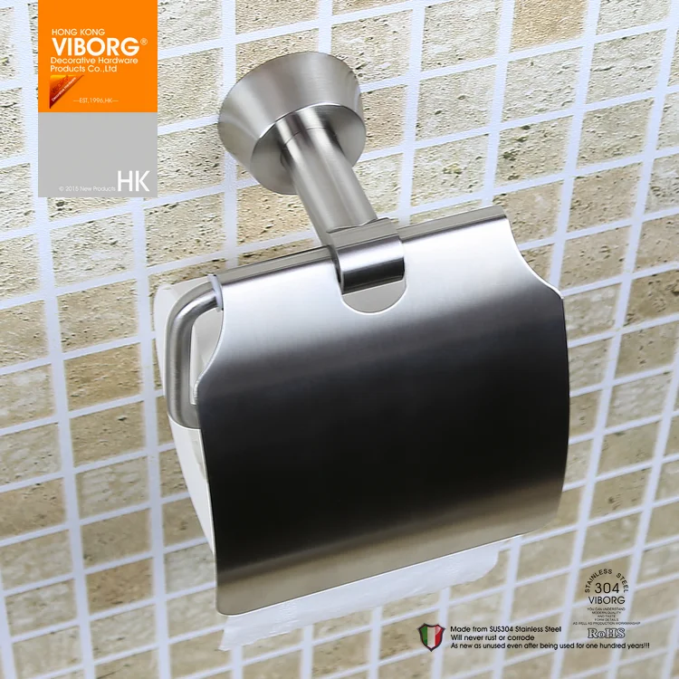 VIBORG Deluxe SUS304 Stainless Steel Tissue Paper Holder Toilet Paper Roll Holder brushed toilet paper holder toilet paper rack toilet roll holder