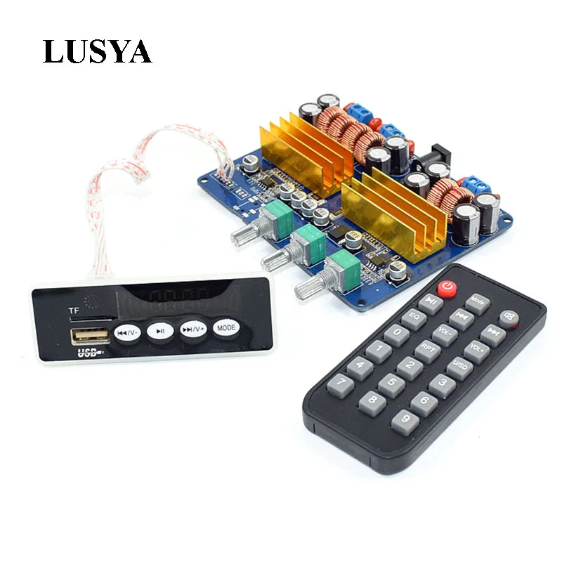 

Lusya TPA3116 2.1 Channel High Power Bluetooth Digital Audio Amplifier Board Subwoofer Amplifiers 2*50W+100W T0373