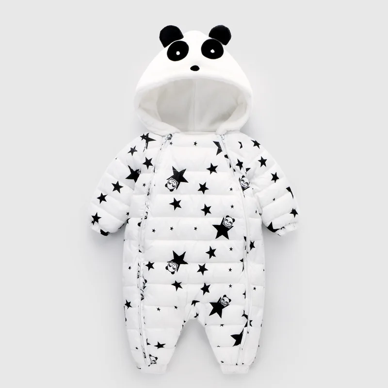 

2018 Winter Panda Baby Rompers Overalls Bodysuit Jumpsuit Newborn Girl Boy Duck Down Snowsuit Kids Infant Snow Wear