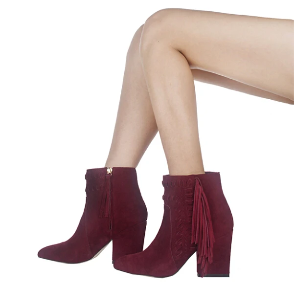 Estilo occidental negro, vino tinto, cuero nobuck gris marginales botas  Mujer punta estrecha costura Botines Mujer 2015 zapatos de Mujer talla  40|shoes girls boots|shoes winter bootsboot ankle - AliExpress
