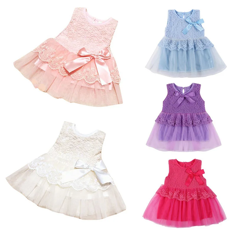 

Summer Spring Toddler Girls Baby Kids Bebe Dress Princess Party Cute Newborn Wedding Big Bow Lace Dress Clothing