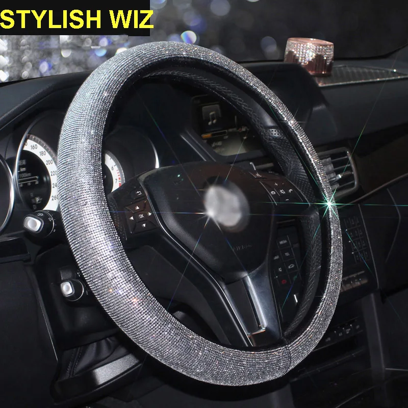 Luxury Crystal Rhinestone Car Steering Wheel Covers Diamond Steering-Wheel Cover Auto Interior Accessories For Women Girls Lady Luxury Crystal Rhinestone Car Steering Wheel Covers Diamond Steering-Wheel Cover Auto Interior Accessories For Women Girls Lady