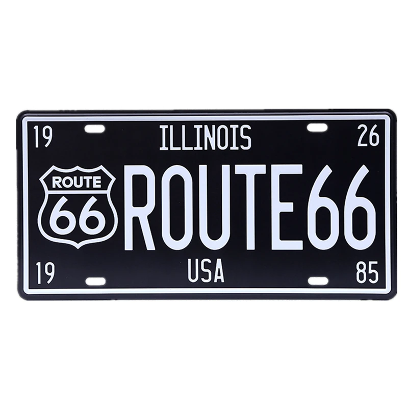 

15*30cm US Illinois ROUTE 66 Digital Car Number License Plates Wall Sticker Decor Iron Retro Tin Metal Signs Plaques Mural A463