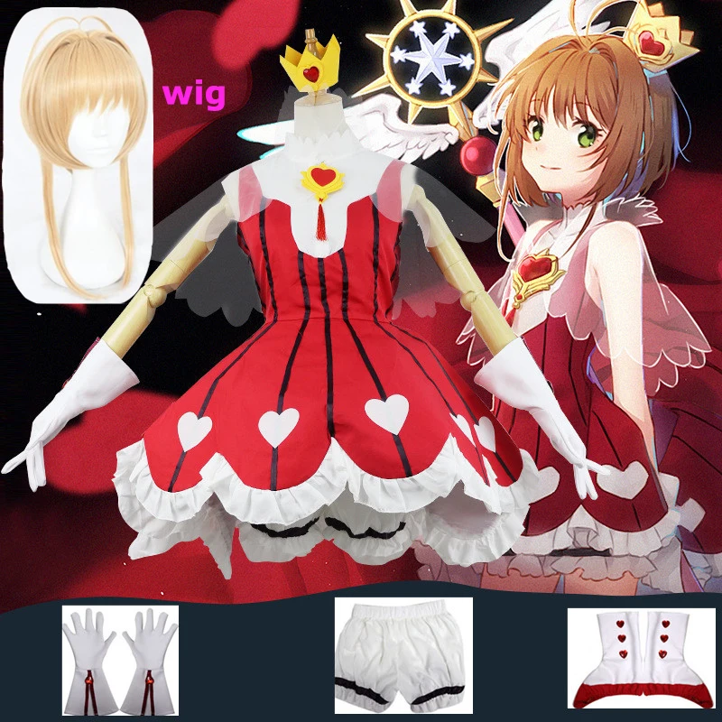 Карточка Captor Sakura: прозрачная карточка Аниме Косплей Сакура OP2 Костюм Сердце розы