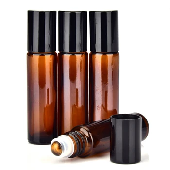 

10pcs Essential Oil Glass Roller Bottles 10ml Amber Glass Bottle Stainless Steel Roller Ball Perfume Storage Bottle