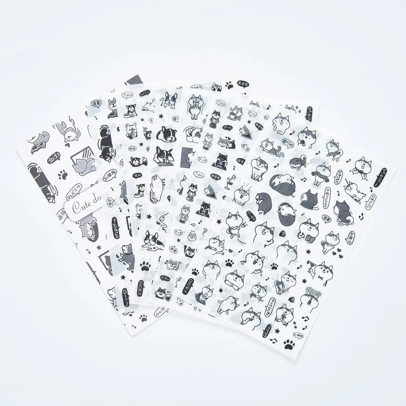 

6pcs Black dog transparent sticker Organizer Calendar Diary Book Planner Scrapbook Decoration Diary Sticker papeleria