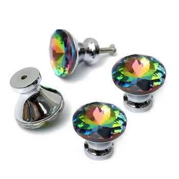 

Diamond Shape Design Colorful Crystal Glass Knobs Cupboard Drawer Pull Door Kitchen Cabinet Wardrobe Handles Hardware