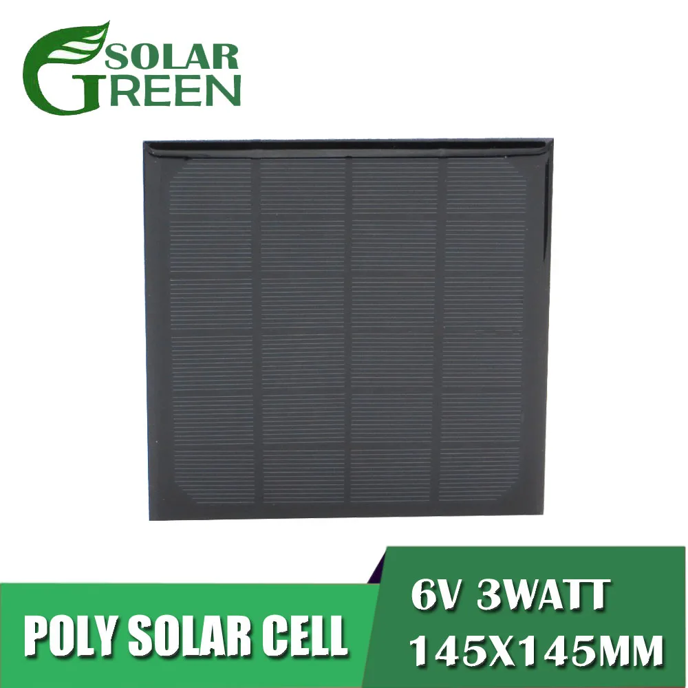 

6V 3Watt 3W 500mA Solar Panel Standard Epoxy Monocrystalline Silicon DIY Battery Power Charge Module Mini Solar Cell toy