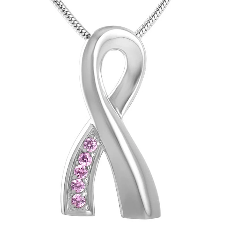 Pink Ribbon Cremation Jewelry Pendant Keepsake Urn Memorial w/ Funnel & Necklace Pink Ribbon Cremation Jewelry Pendant Keepsake Urn Memorial w/ Funnel & Necklace