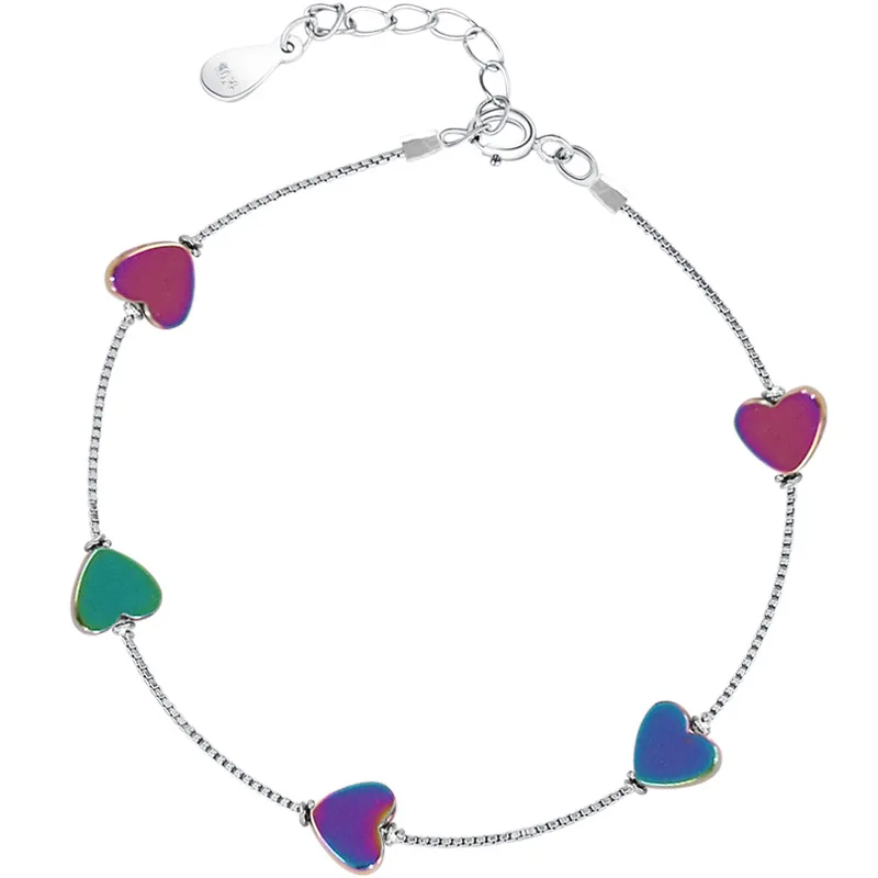 

Graduation Colorful Heart 925 Sterling Silver Bracelet