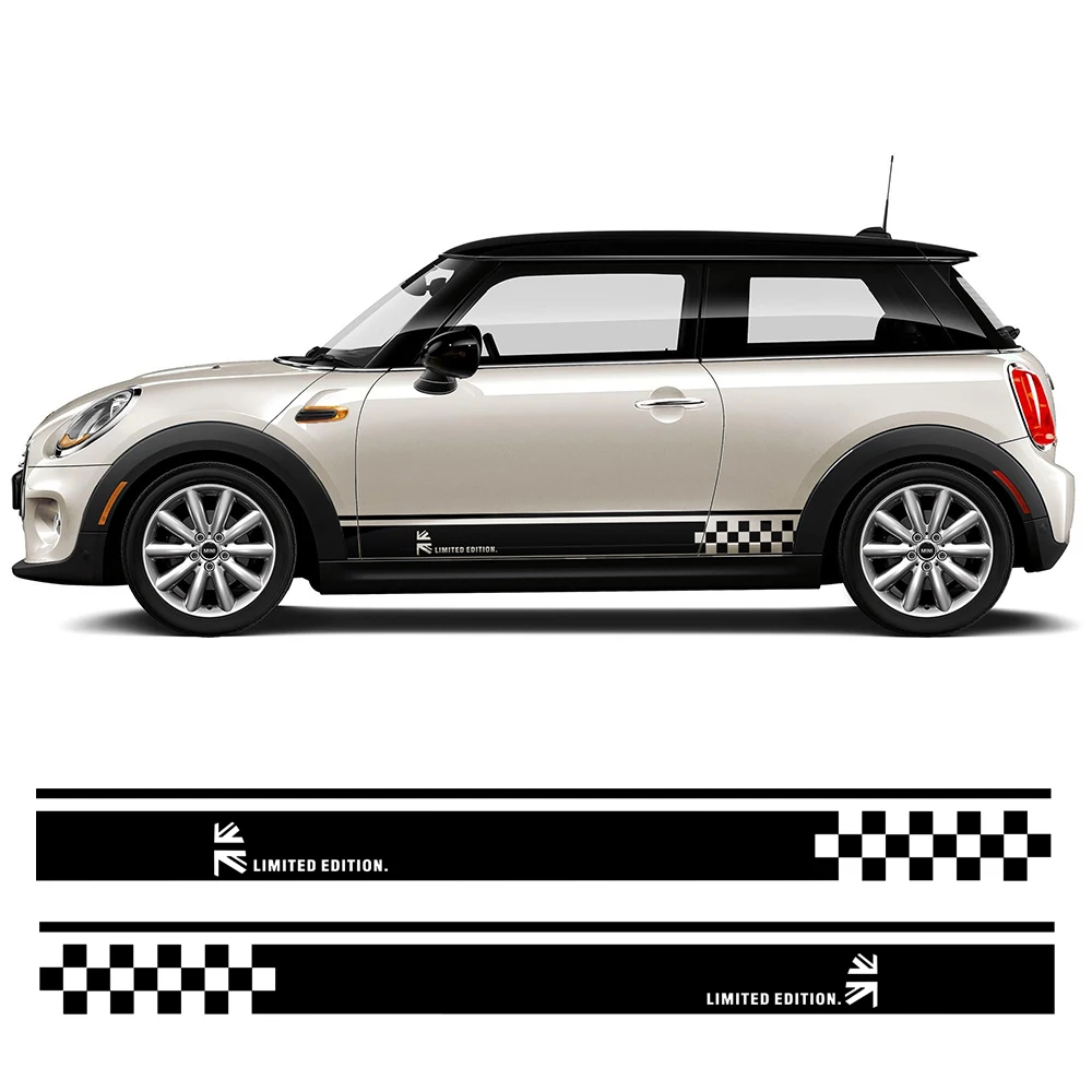 

Car Styling Side Stripe Skirt Decal Union Jack Flag Stickers for MINI Cooper R50 R52 R53 R56 R57 R58 R59 F55 F56 F54 F60 R60 R61