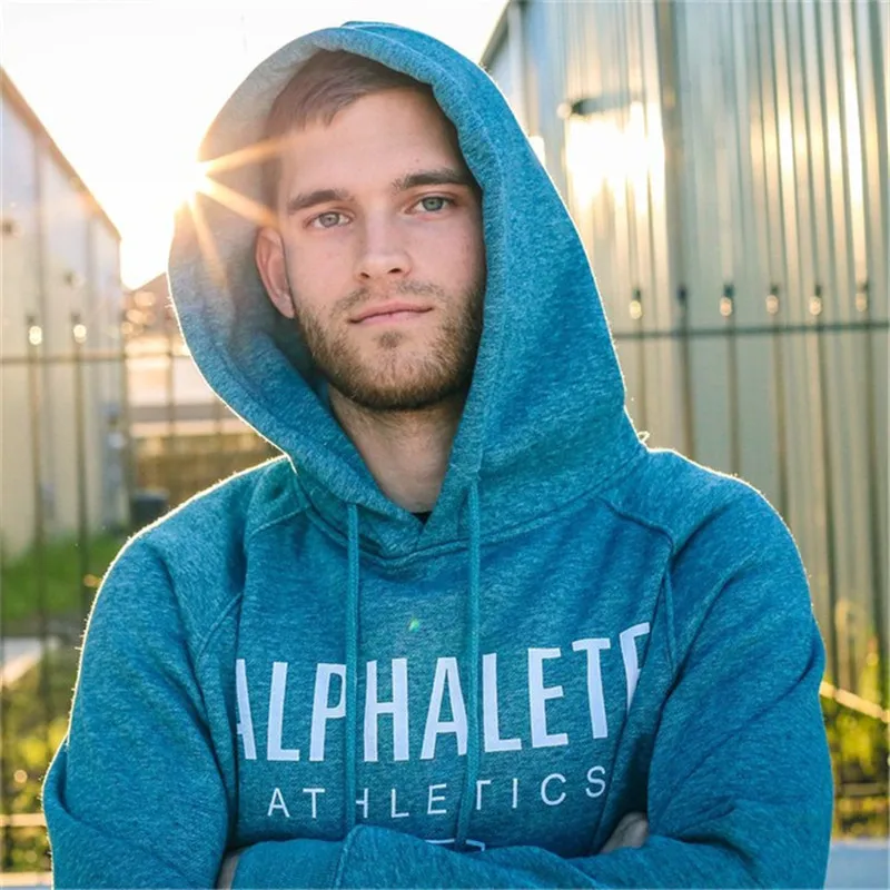 

Men Hoodies Alphalete Gyms Fitness Bodybuilding Sweatshirts Crossfit Pullover Sportswear Male Workout Hooded Coat Brand Clothing