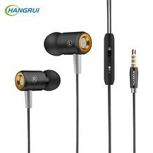 Hangrui W508 наушники-вкладыши 3,5 мм позолоченный проводной Управление наушники из металла лихорадка тяжелый бас гарнитура С микрофоном fone де ouvido
