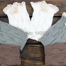 120 пара/лот, женские модные вязаные гетры с кружевной отделкой, Хлопковые вязаные гетры, гольфы, вязаные носки на пуговицах