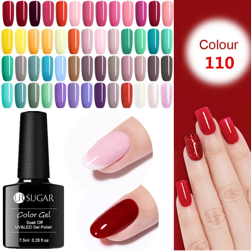 

UR SUGAR Glitter UV Gel Nail Polish Set Color Series Led Nail Gel Varnish Semi Permanent Led Nail Lacquer Sequins Primer Gel