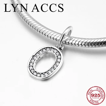 

925 Sterling Silver Alphabet Letter O CZ Pendants Charm beads fit Original Pandora Charms Bracelet Necklace DIY Jewelry making