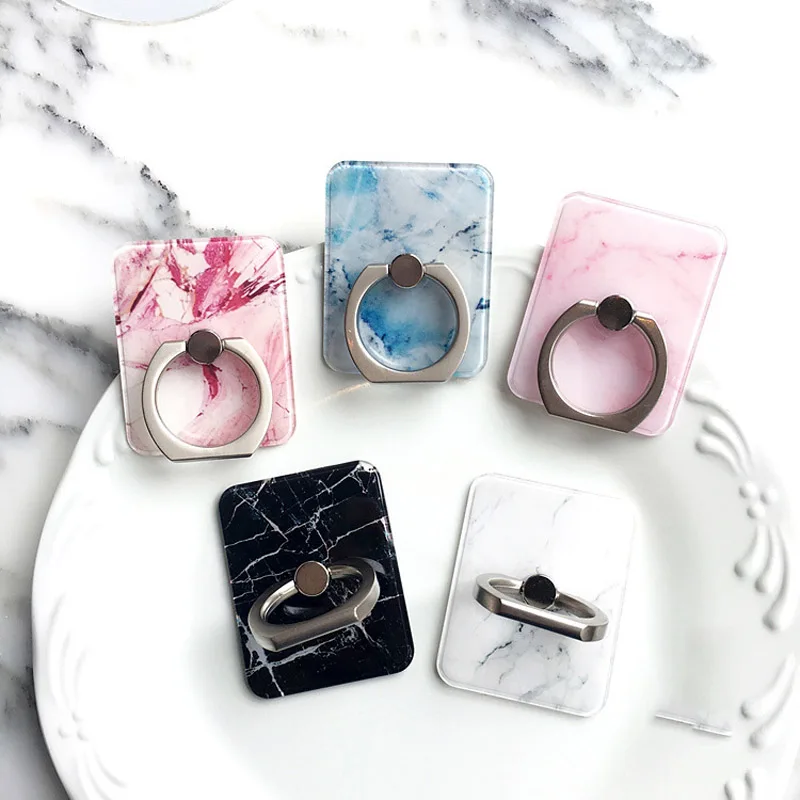 Plastic Marble Patterned Mobile Phone Finger Ring Holder for Samsung Xiaomi Stand Holder Innovative Gift Accessories Free Ship